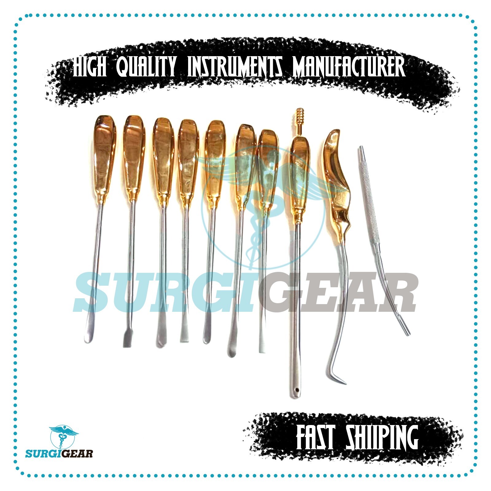 Daniel Endoscopic Forehead Lift Dissectors 10 PCs Set Facial Plastic Surgery