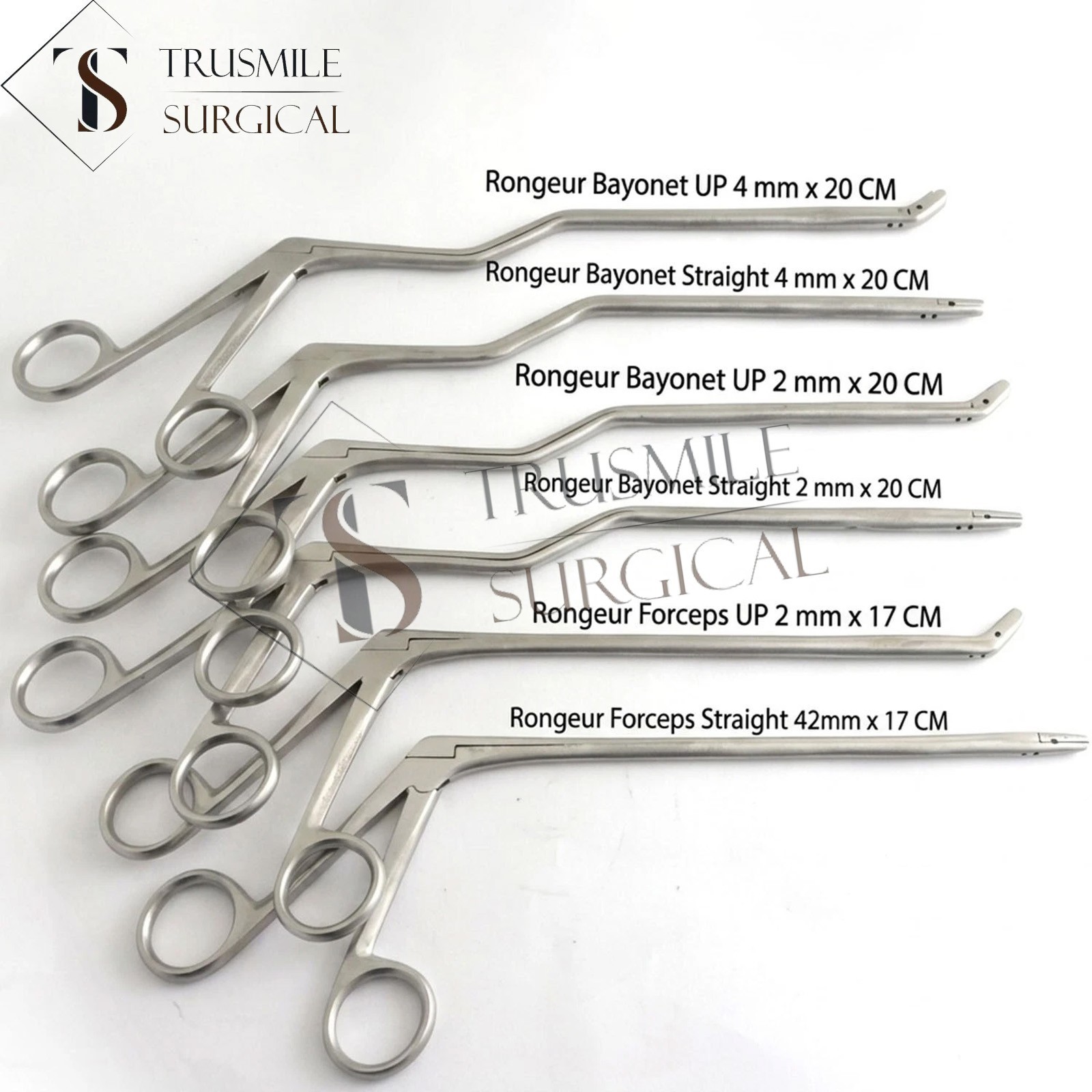 Rongeur Bayonet Disc Cushing Forceps Straight Up 2,4 mm 6 PCs Set