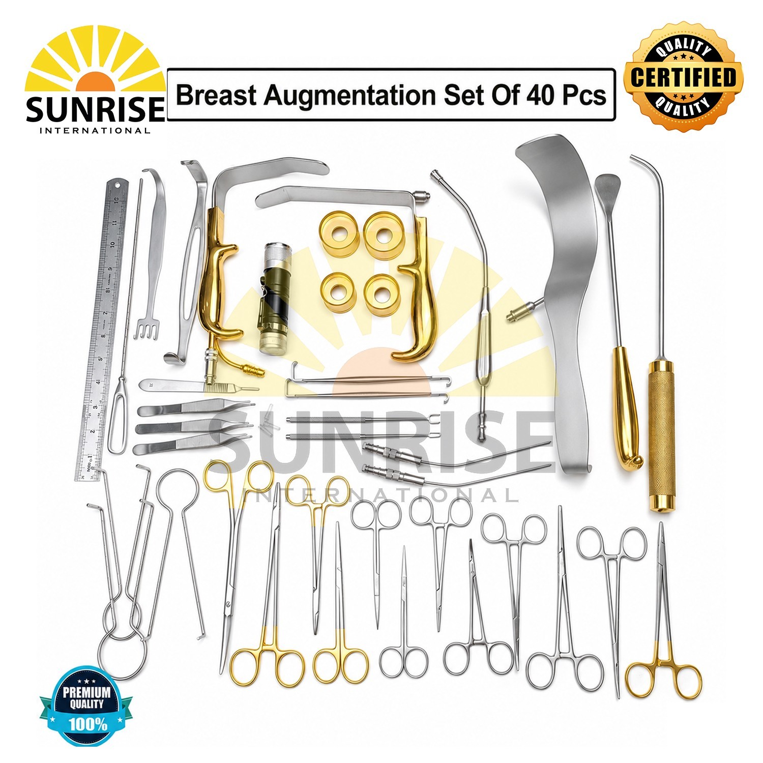Breast Augmentation Plastic Surgery Instrument Set 40 Pcs Stainless Steel