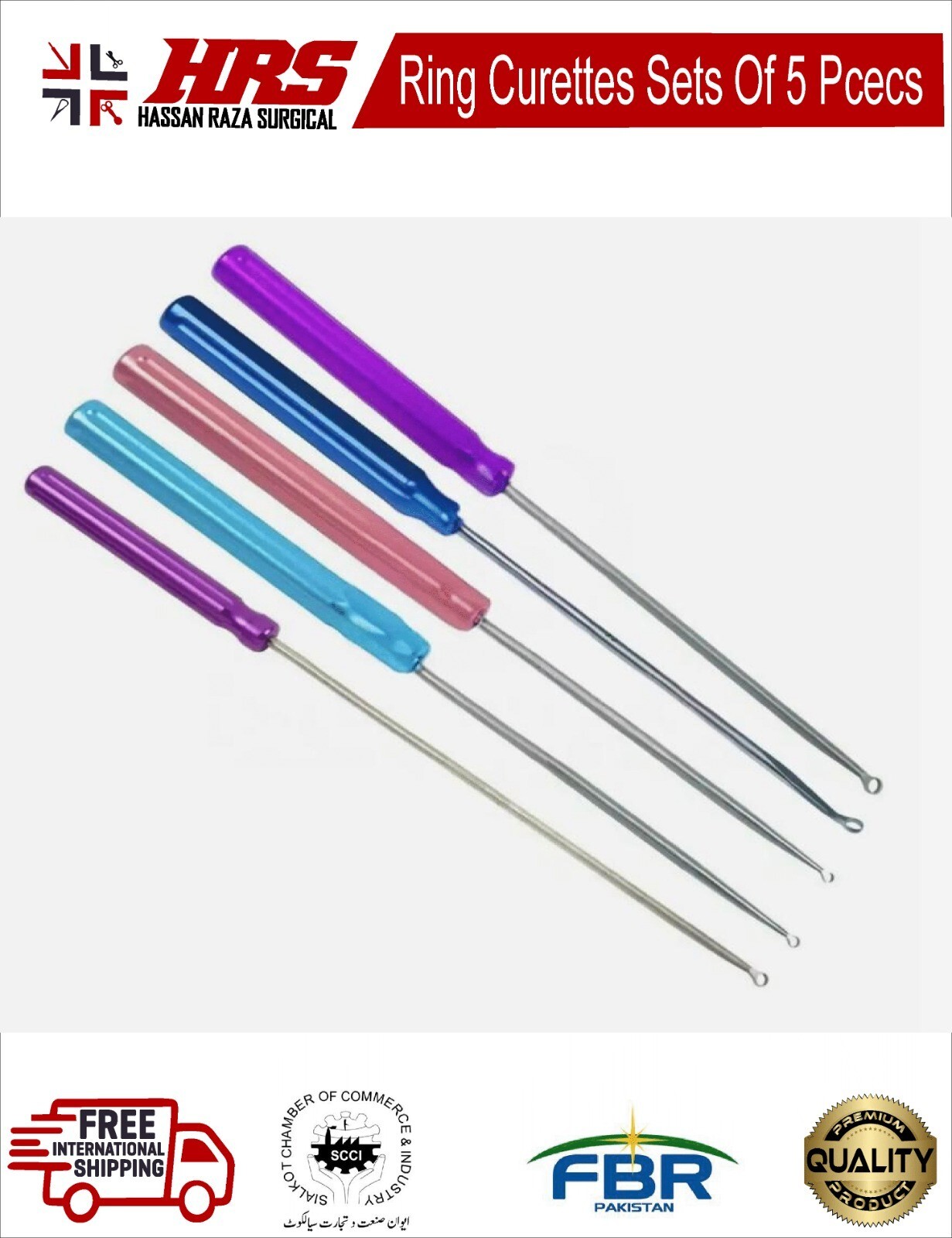 Arthrex Ring Curettes 5 Pcs High Quality Set Tools Surgery instruments