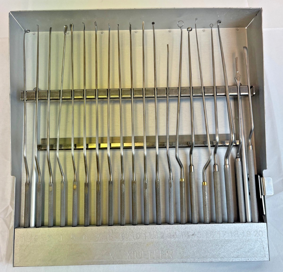 20 Piece V. Mueller Transphenoidal Dissector Instrument Set w/ Case Neurology