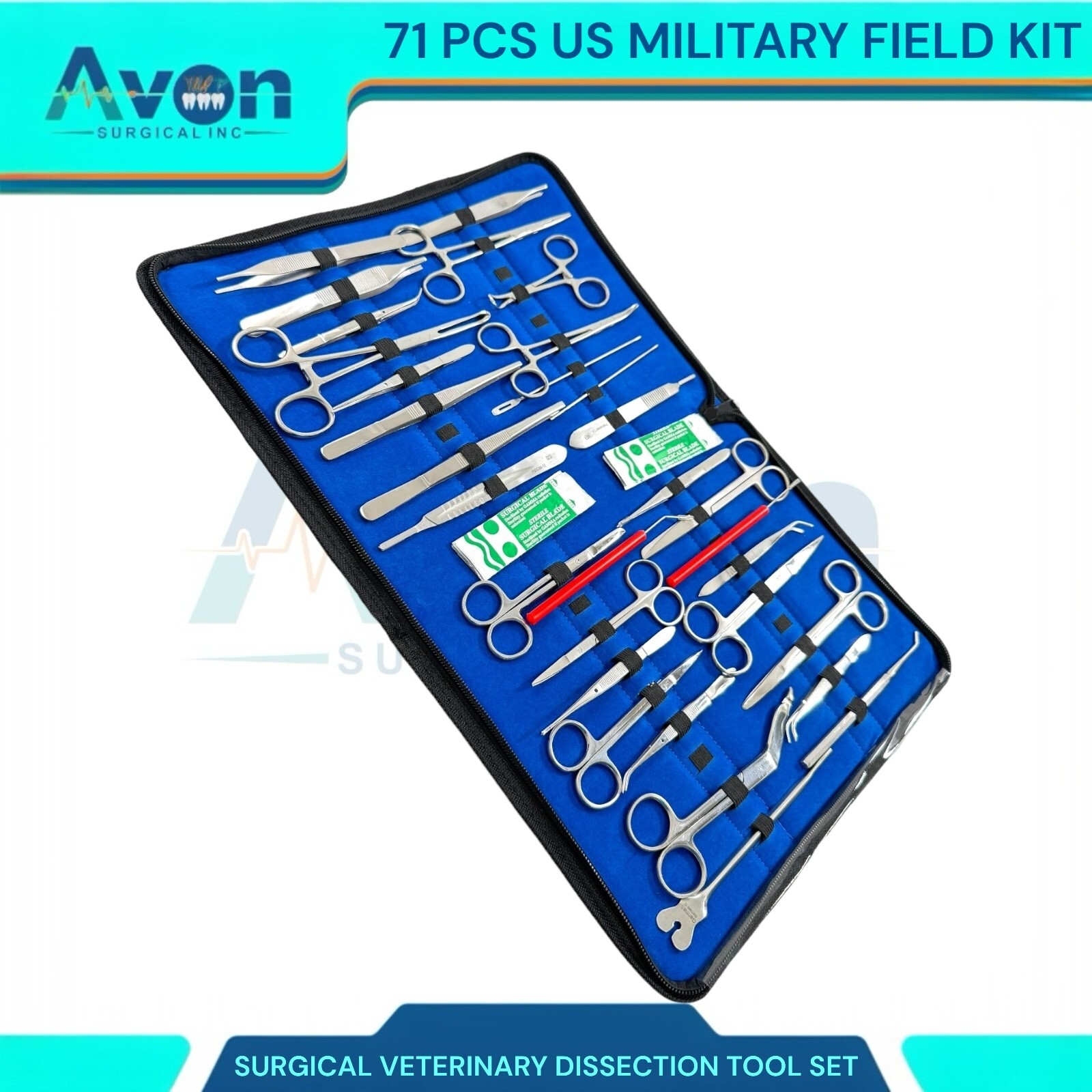 71 US MILITARY FIELD MINOR SURGERY SURGICAL INSTRUMENTS FORCEPS SCISSORS KIT