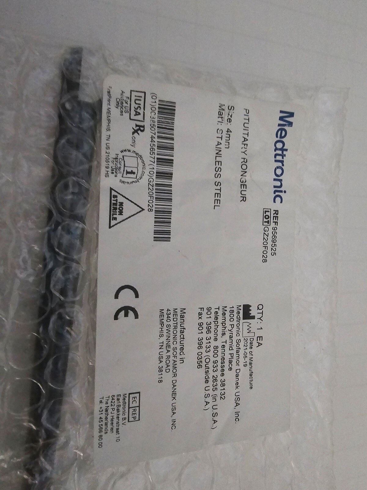 Medtronic Ref 9569525 PITUITARY RONGEUR NEW IN ORIGINAL PACKAGING