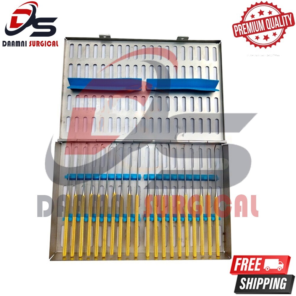Rhoton Micro Dissector Set of 20 Pieces with Gold Surgery Surgical Instruments
