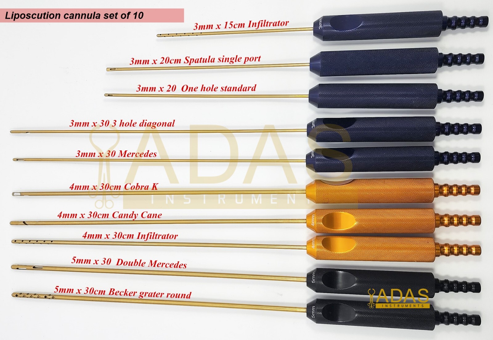 Super fix handle Liposuction cannulas Set Gold Standard tubes High quality