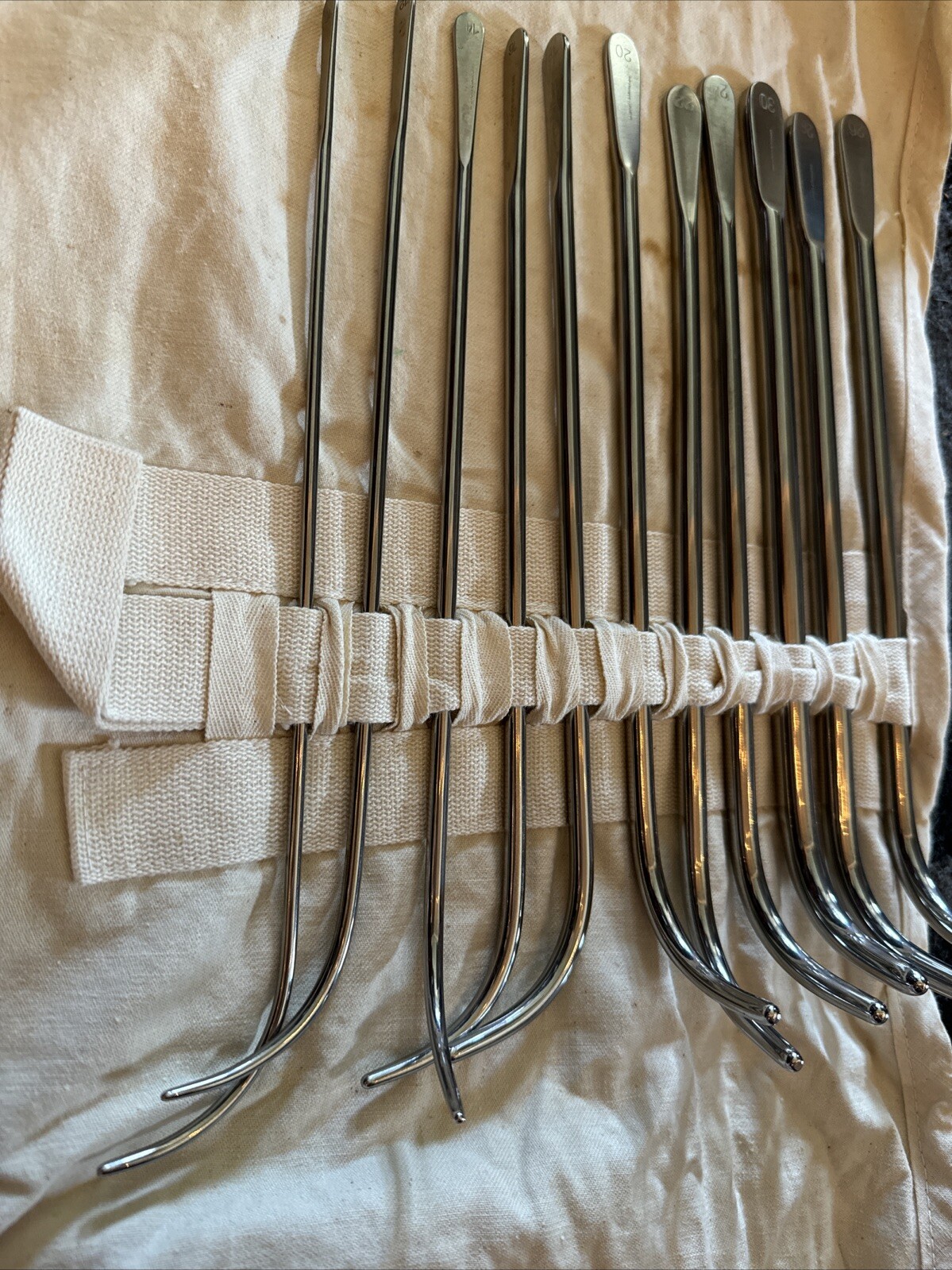 Vintage Set 11 Uterine Dilator Stainless Steel Trylon