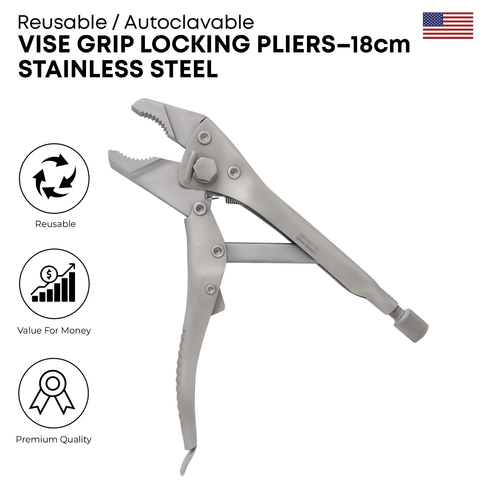 Vise Grip Locking Plier 18 cm Stainless Steel Orthopedic Surgical Instruments