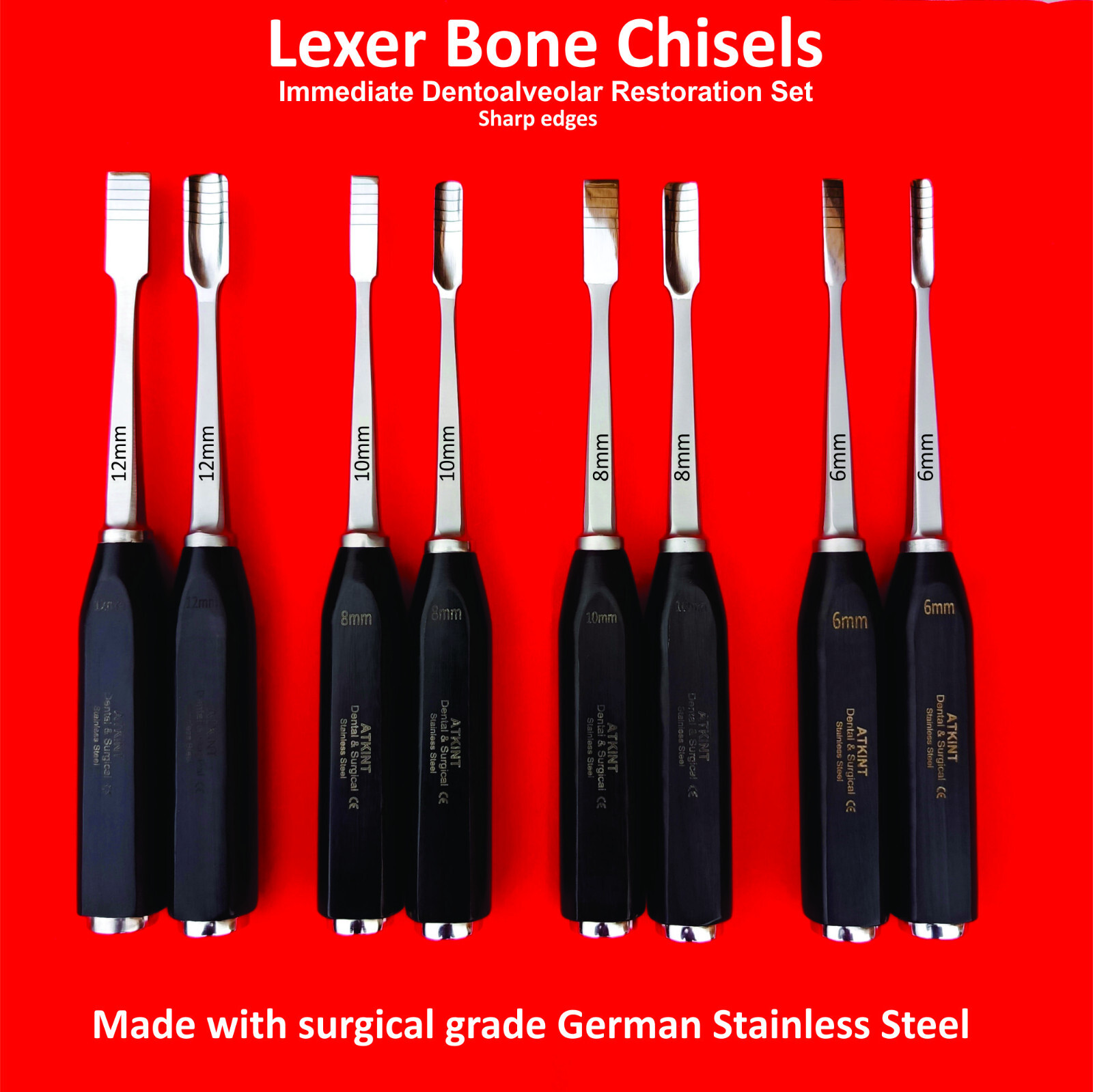 Lexer Osteotome Orthopedic Dentoalveolar Restoration Bone Chisels Gouges Set