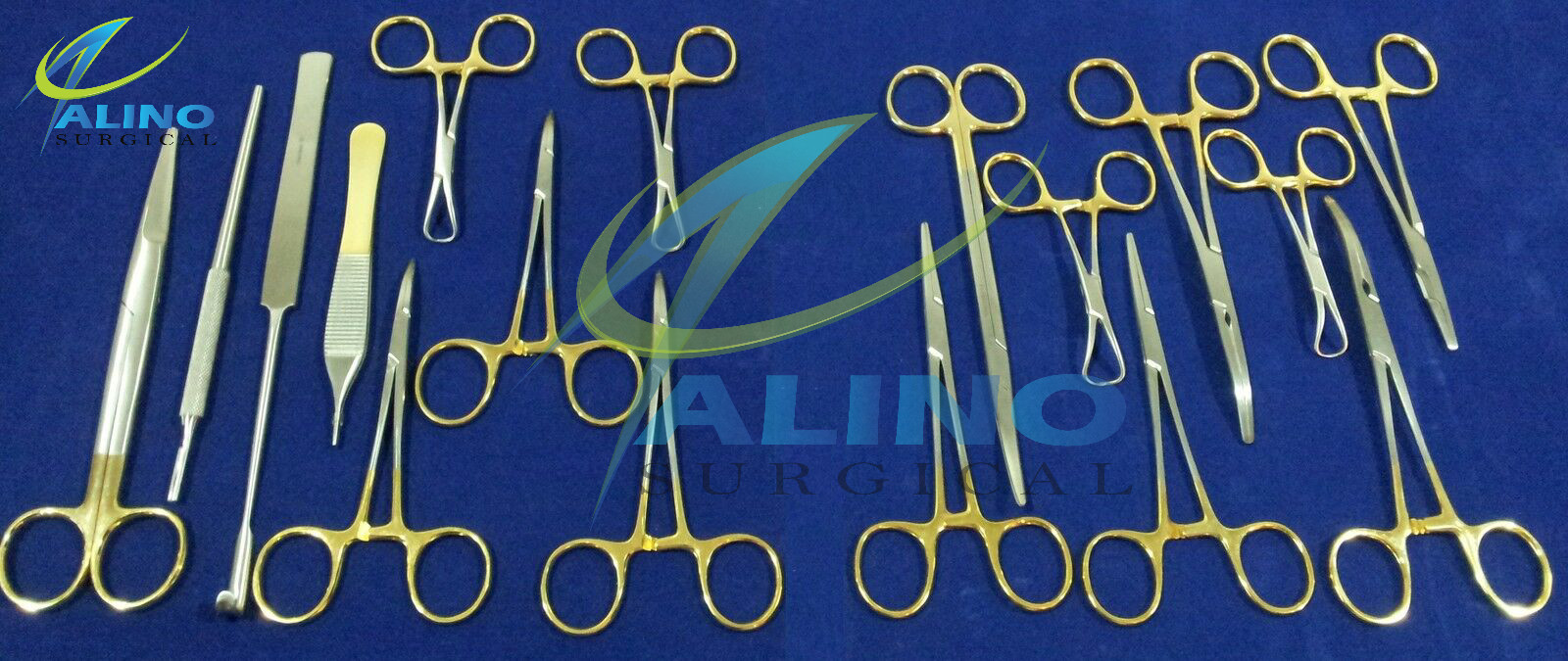 SET OF 17 PCS GOLD HANDLE GENERAL SURGERY SPAY PACK SURGICAL INSTRUMENTS KIT