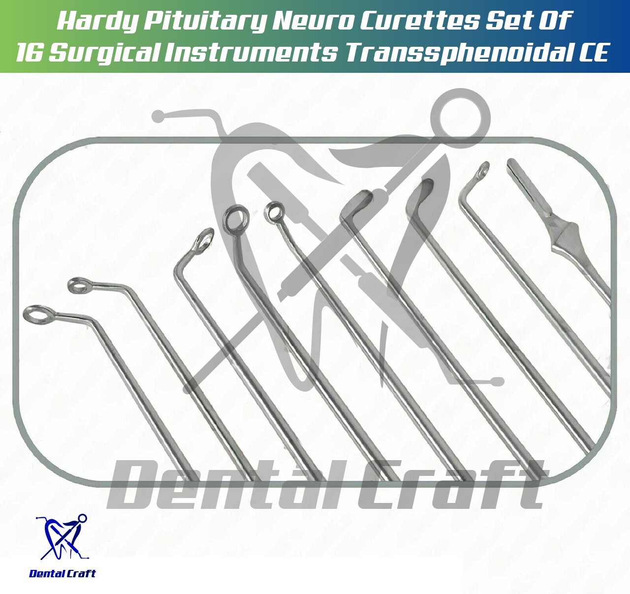 Hardy Pituitary Neuro Curettes Set Of 16 Surgical Instruments Transsphenoidal CE