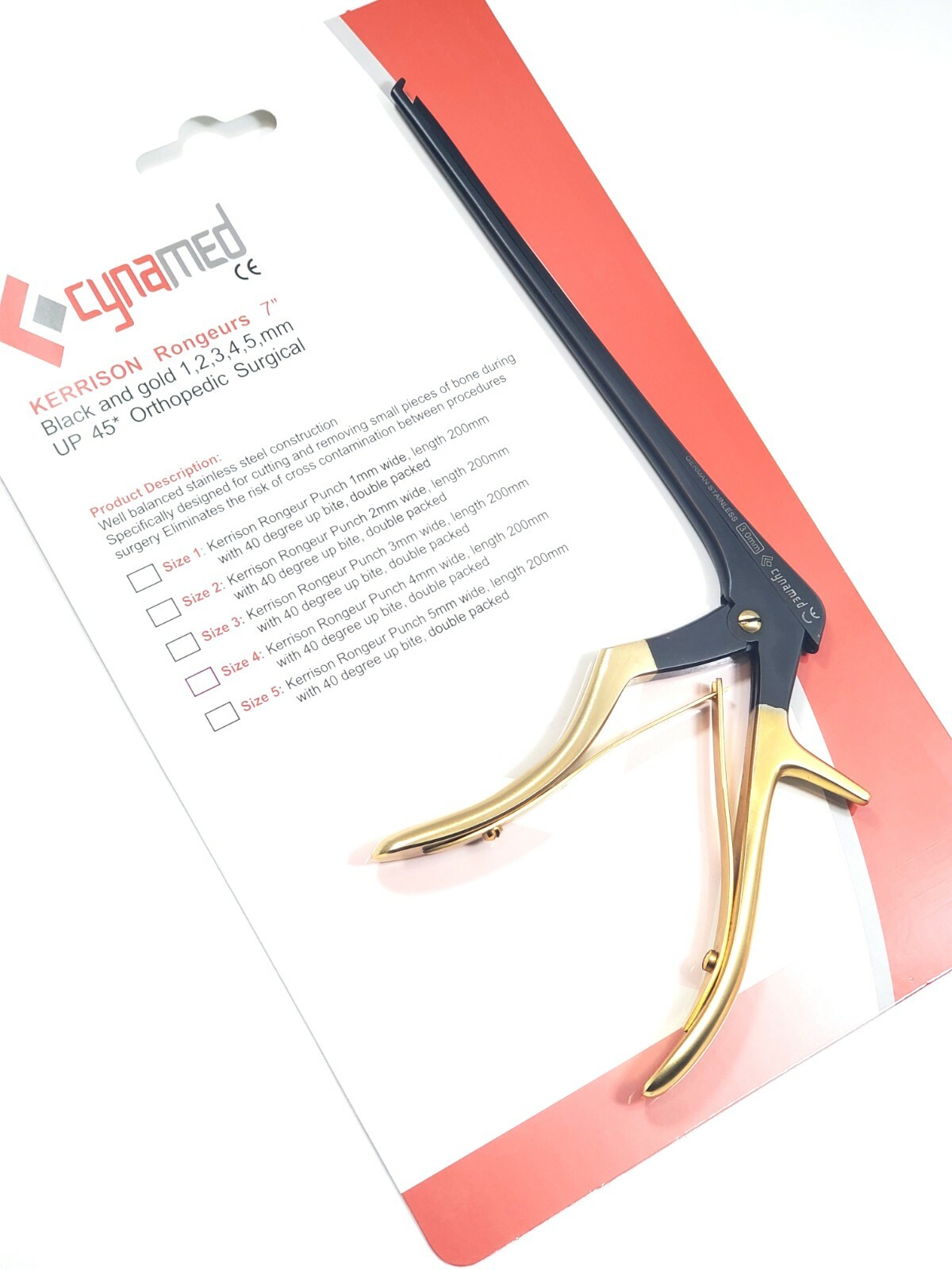 German Kerrison Rongeurs Black &Gold (1,2,3,4,5mm) Cervical Orthopedic Surgical