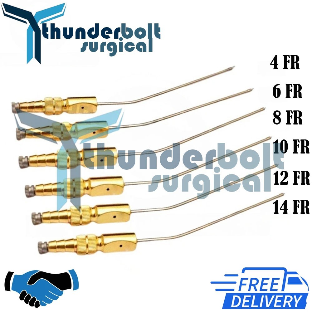 Frazier Suction Tubes with Tip Size 4 to 14Fr 6 PCs Set Surgical Instruments Set