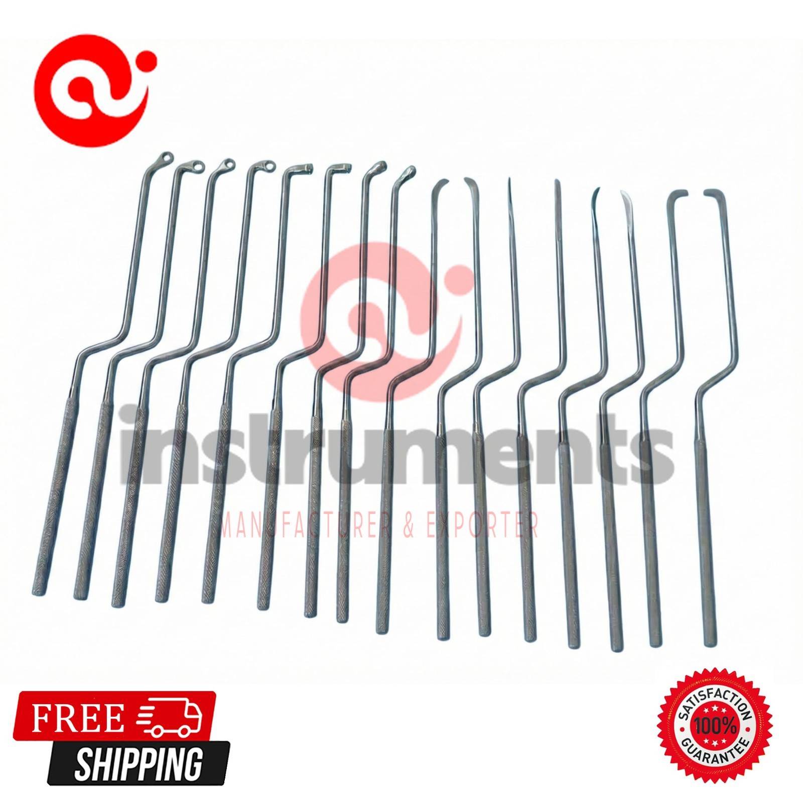 Transsphenoidal Pituitary Instrument 16 PCs Set Stainless Steel premium By Ai