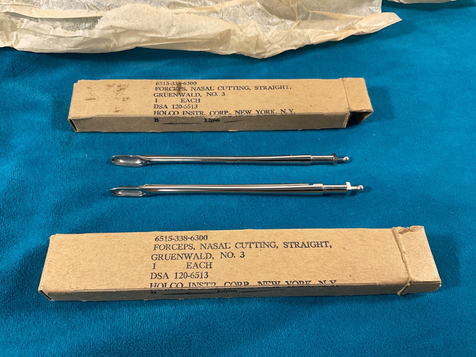 (2) Vtg Holco Forceps, Nasal Cutting, Straight Gruenwald No. 3 NOS