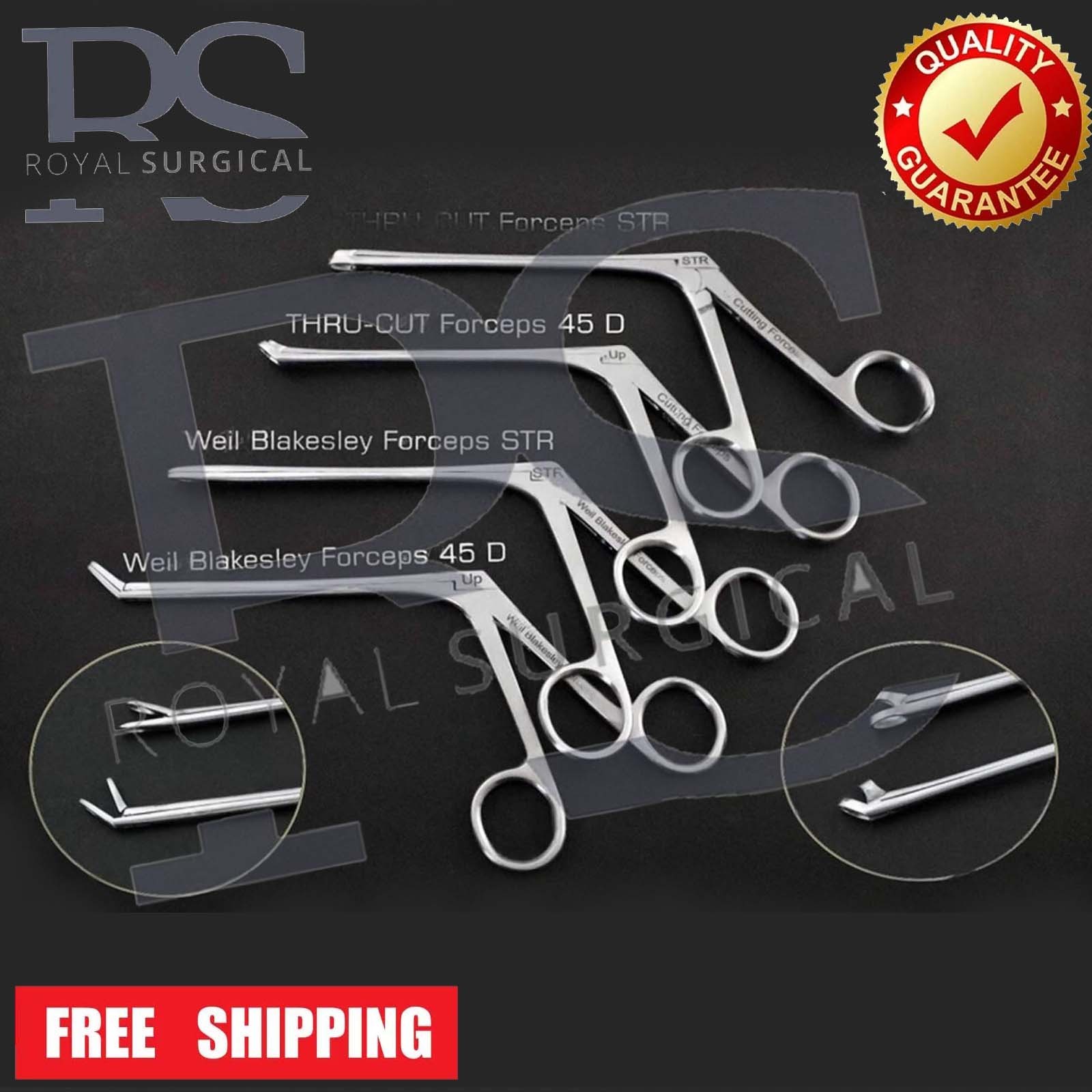 Weil Blakesley & Thru Cut Nasal Forceps Straight And 45 Degree 4 PCs Set