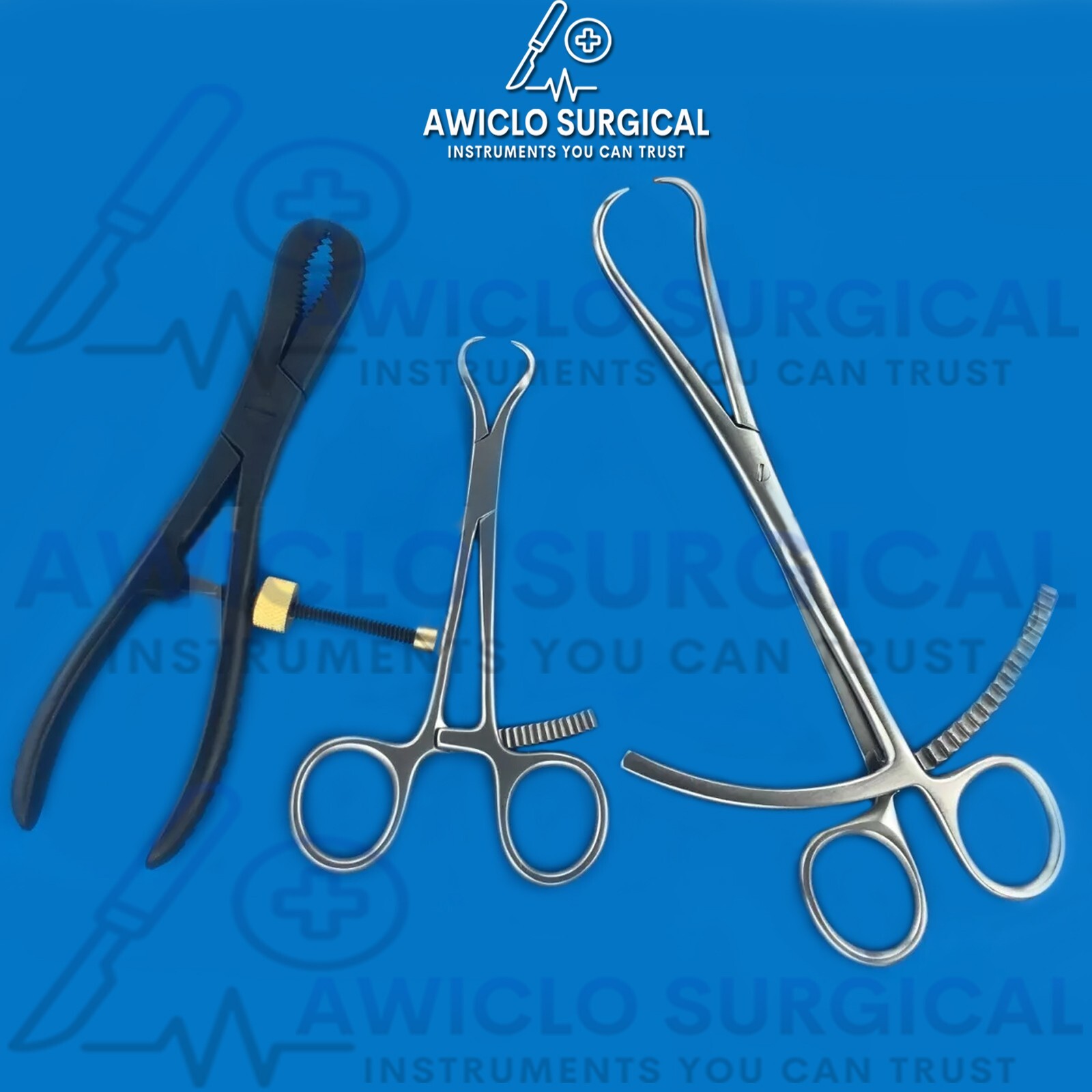 Forceps & Self Centering Bone Verbrugge Bone Holding Orthopedic Set 3 Pieces CE