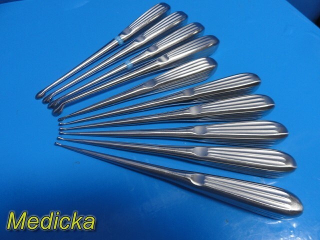 10X Aspen Symmetry Assorted Epstein; Bruns & Spinal Fusion Bone Curettes ~ 35751
