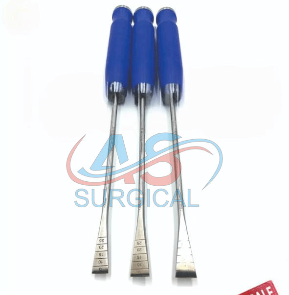 3 Pcs Bone Osteotome 13 mm, 15 mm, 16 mm Size 33 cm, Orthopedic Instruments
