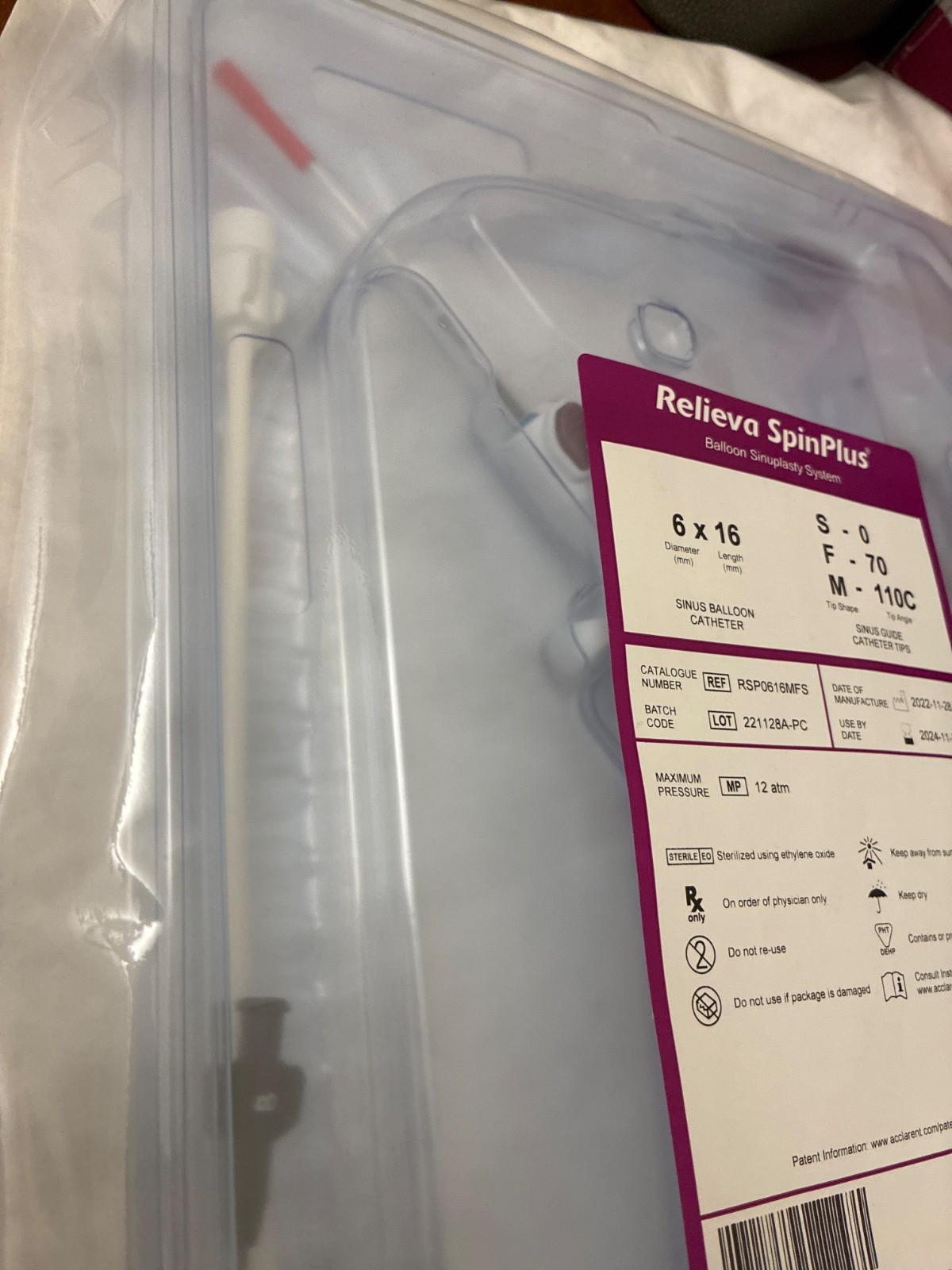 relieva spinplus balloon sinuplasty system 6×16 mm acclarent