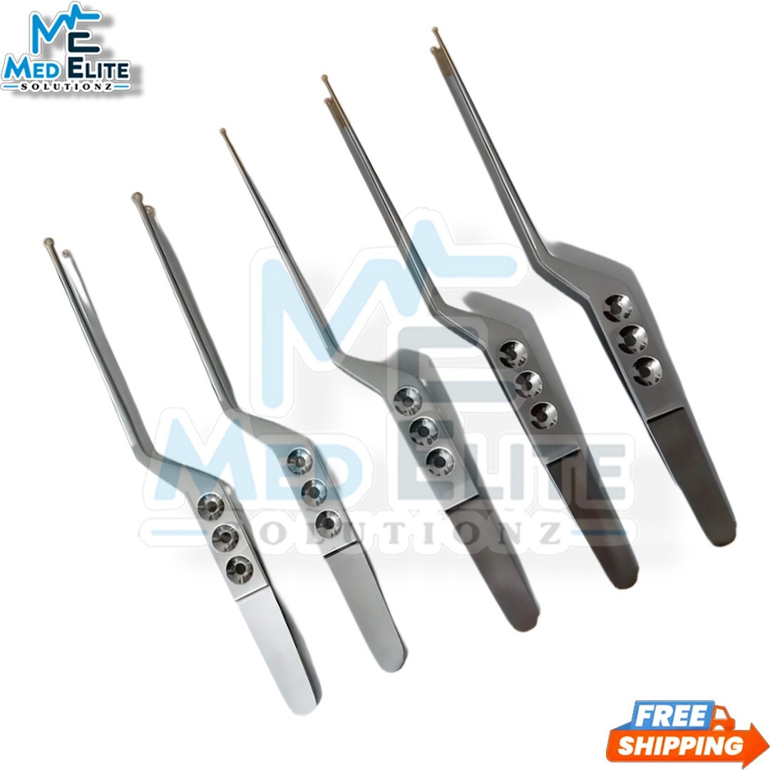 Yasargil Bayonet Tumor Forceps 5mm Cup 8″ Neurosurgical Instruments Set of 5 Pcs