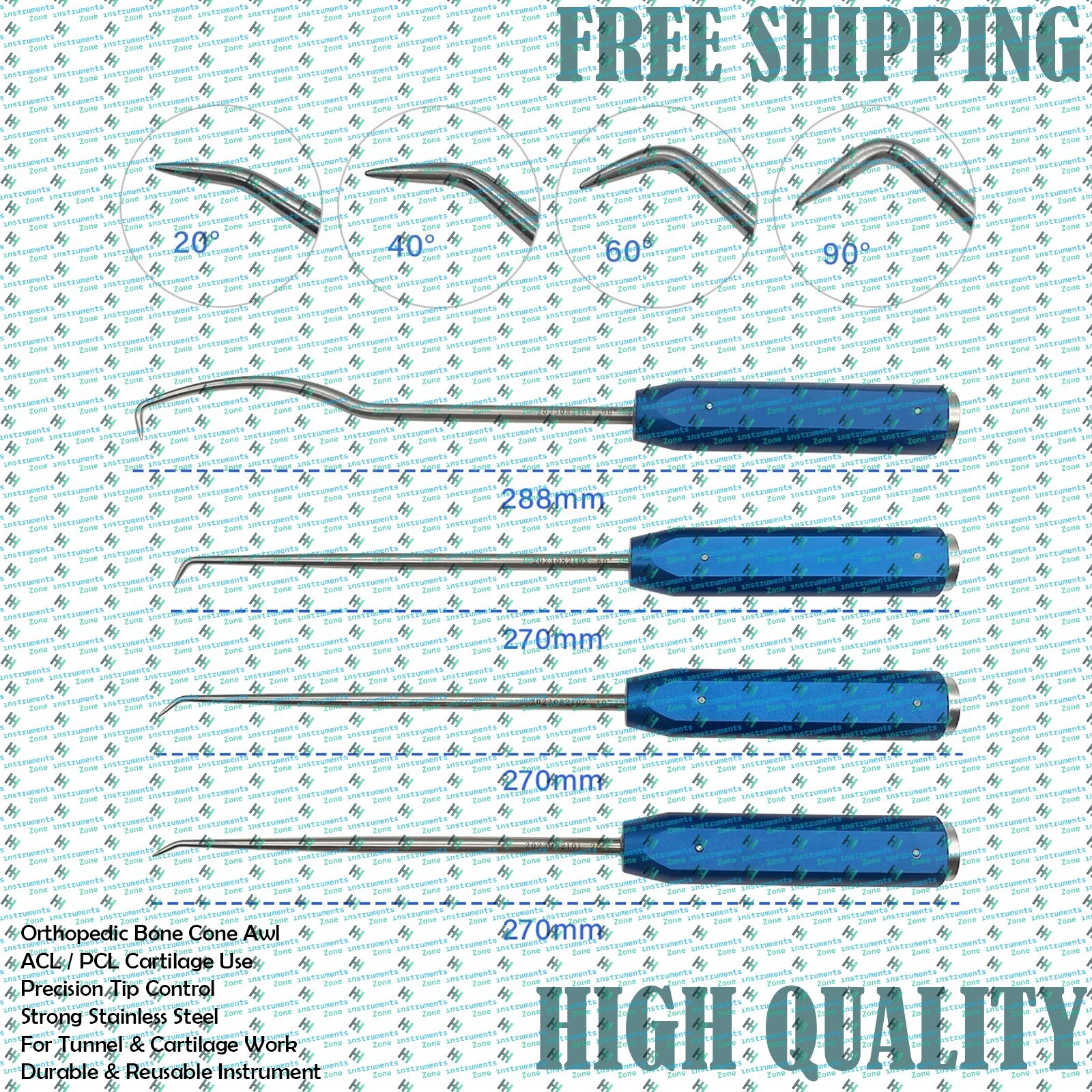 Orthopedic Bone Cone Cartilage Awl | ACL PCL Tunnel Awl | Bone Cartilage Chisel