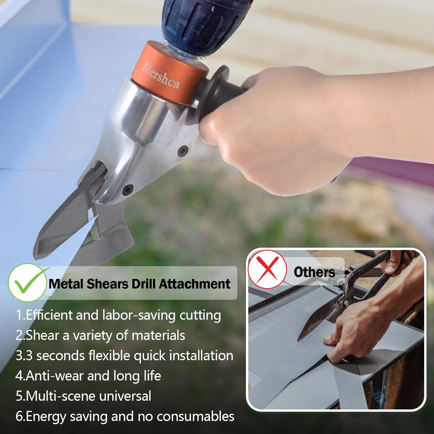 360° Pivoting Drill Metal Shear Attachment – for Curved & Straight Cutting, Prof