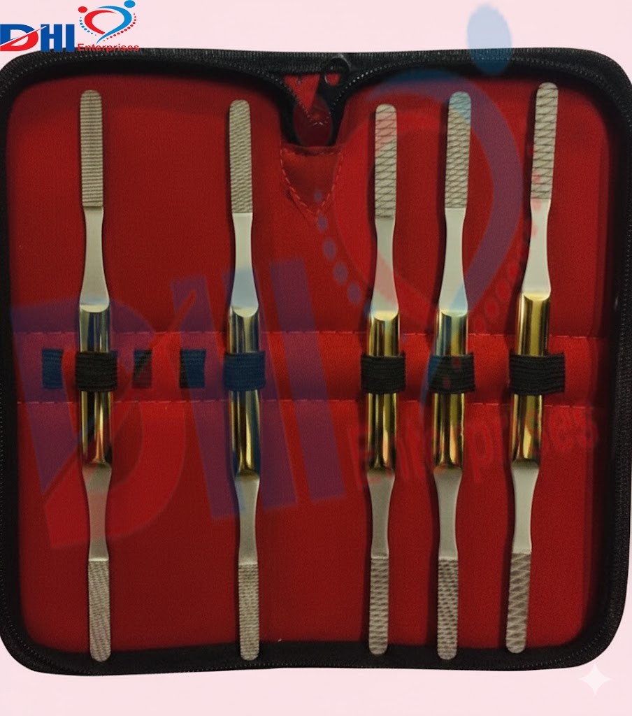 Fomon Bone File TC Nasal Rasp ENT Rhinoplasty Surgical Instrument 5Pc kit Set