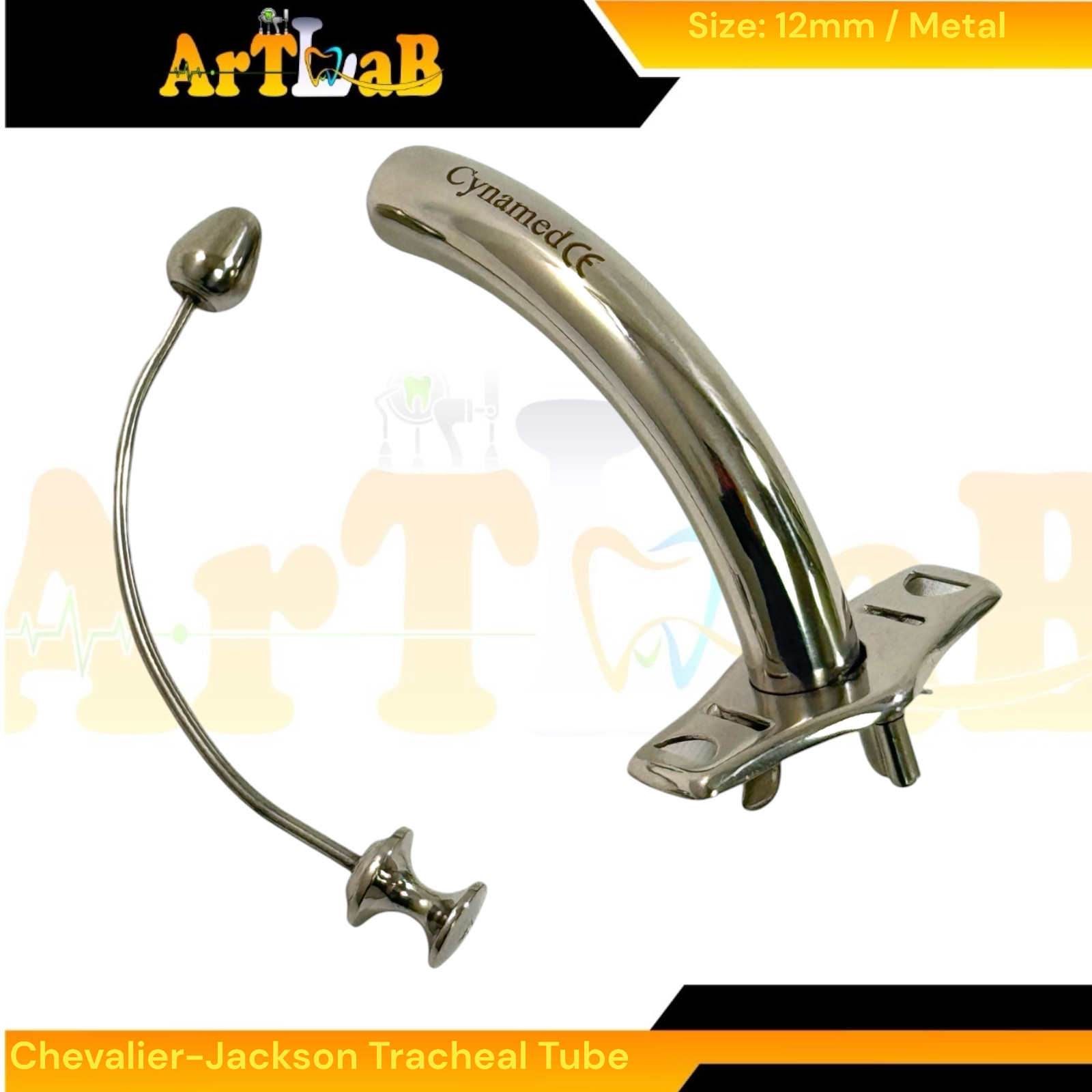 Size 12 Chevalier-Jackson Tracheal Tube Cannula with Obsturator – Tracheostomy