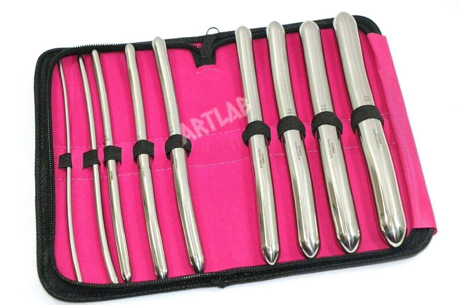 Premium German Hegar Dilator Sounds Set 9 Pcs Ultra Smooth Finish Double Ended,