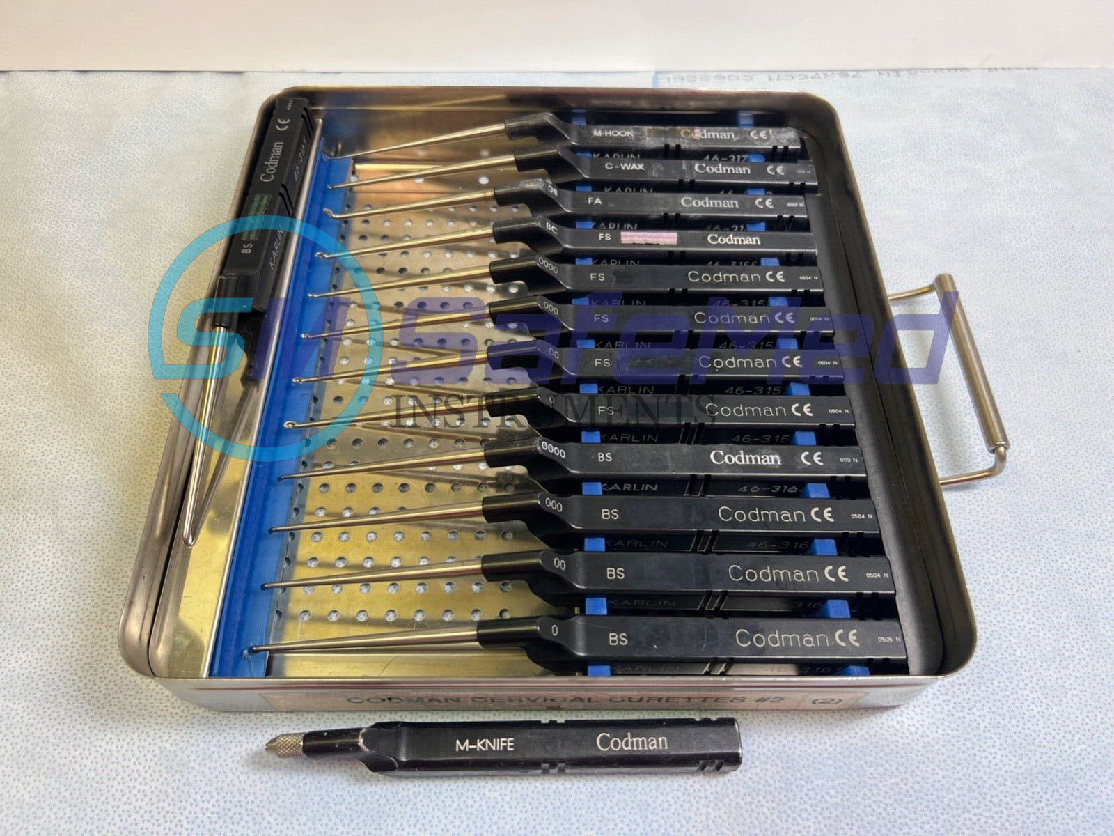 Lot Of 14 Codman Microdiscectomy Karlin Cervical Curettes Set w Tray