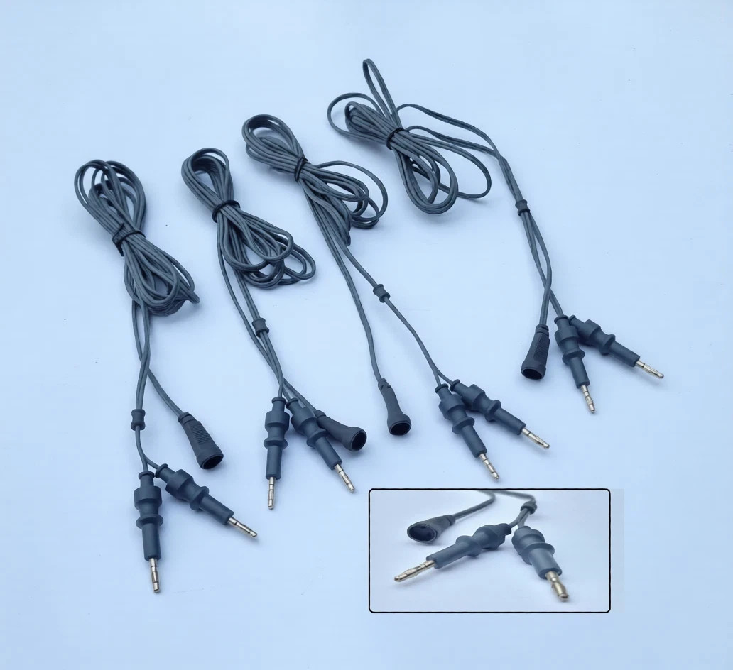 4x American US Two Pin Bipolar Cable Reusable, 3M Length Reusable 4MM Banana Pin