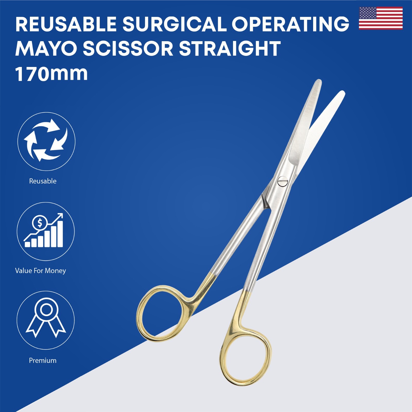 Surgical Operating Mayo Scissor Straight 170mm Premium Surgical Instruments