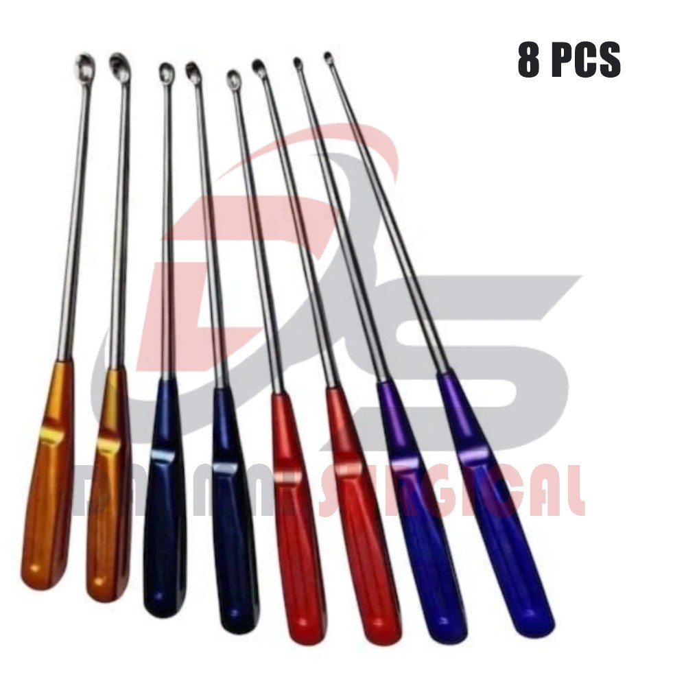 Bone Cervical Curettes Spine Orthopedics Spine Instruments 8 pcs Set