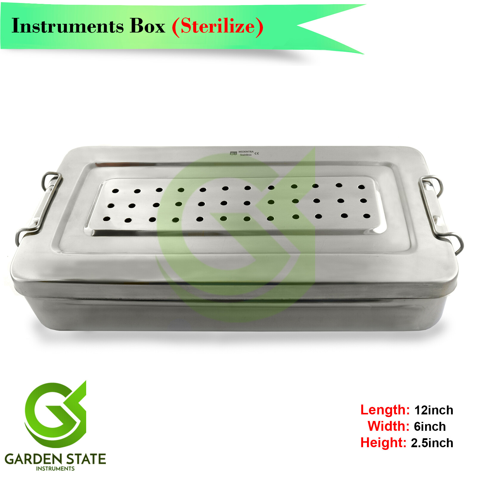 Dental Instruments Box Sterilization Scaler Cassette Surgical Tray 12x6x2.5inch