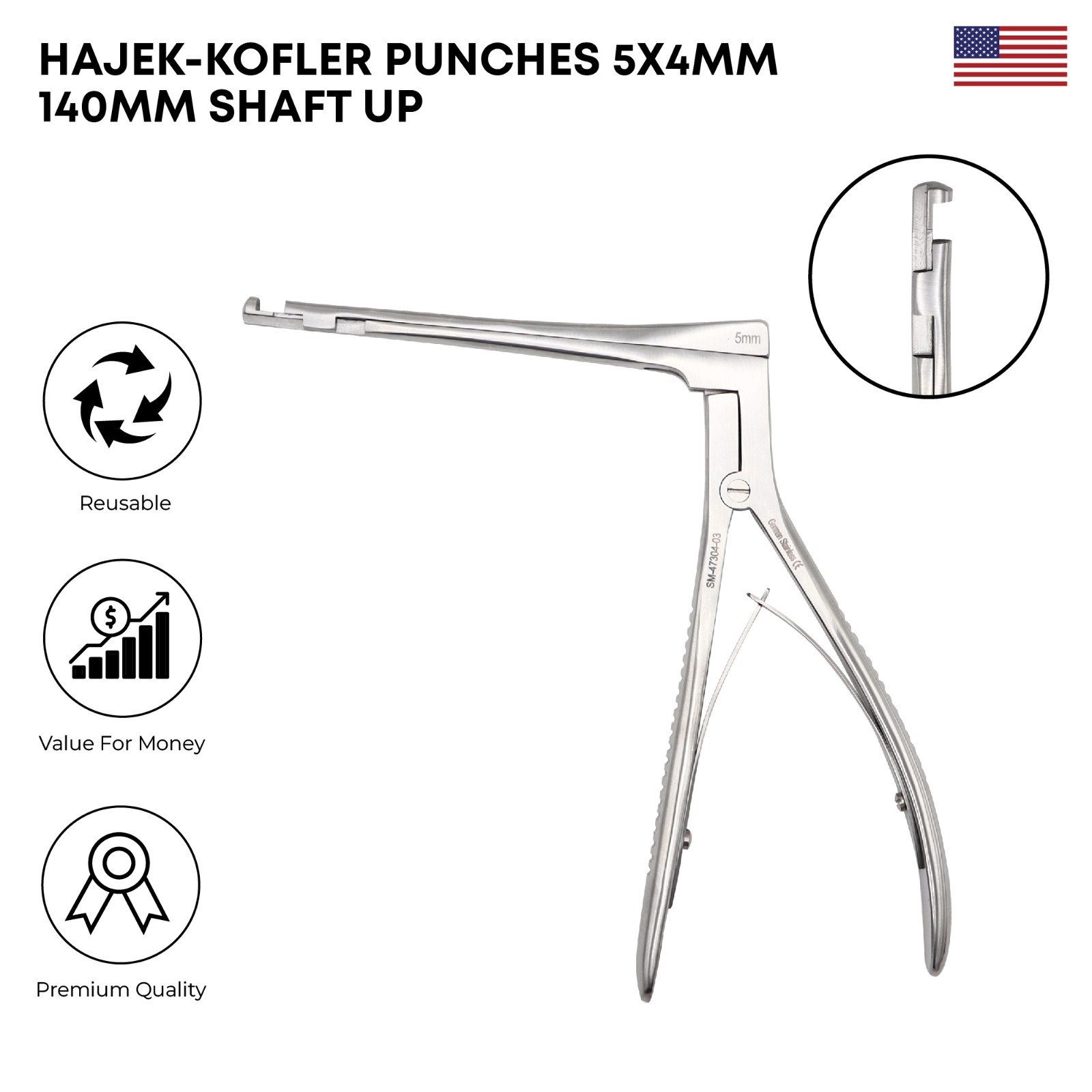 Hajek KofLer Punches 140mm Stainless Steel Premium Surgical Instrument