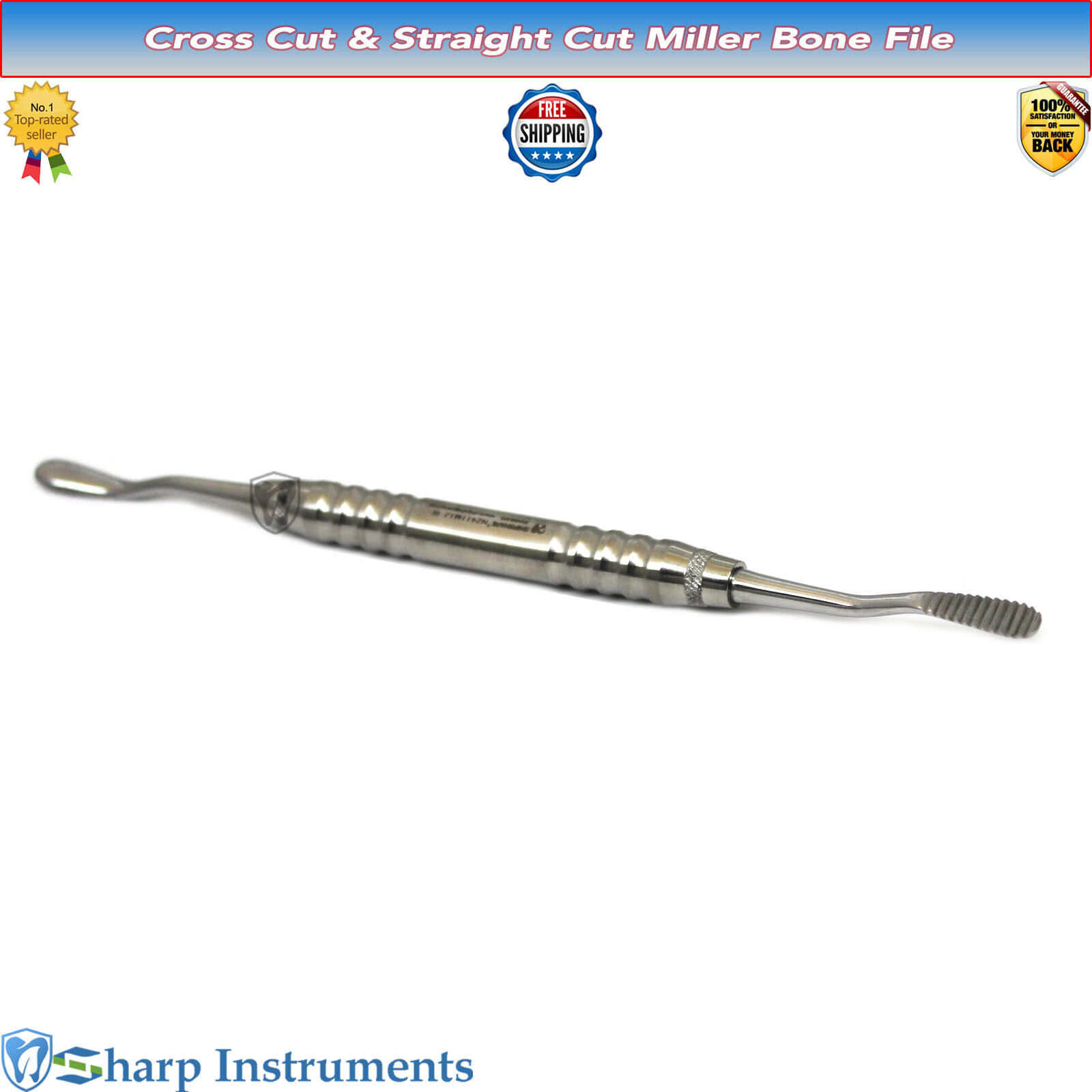 Miller Bone File Straight Edge Smoothing and Shaping Bone Surgical Instrument