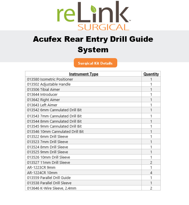Smith & Nephew Acufex Rear Entry ACL Drill Guide System