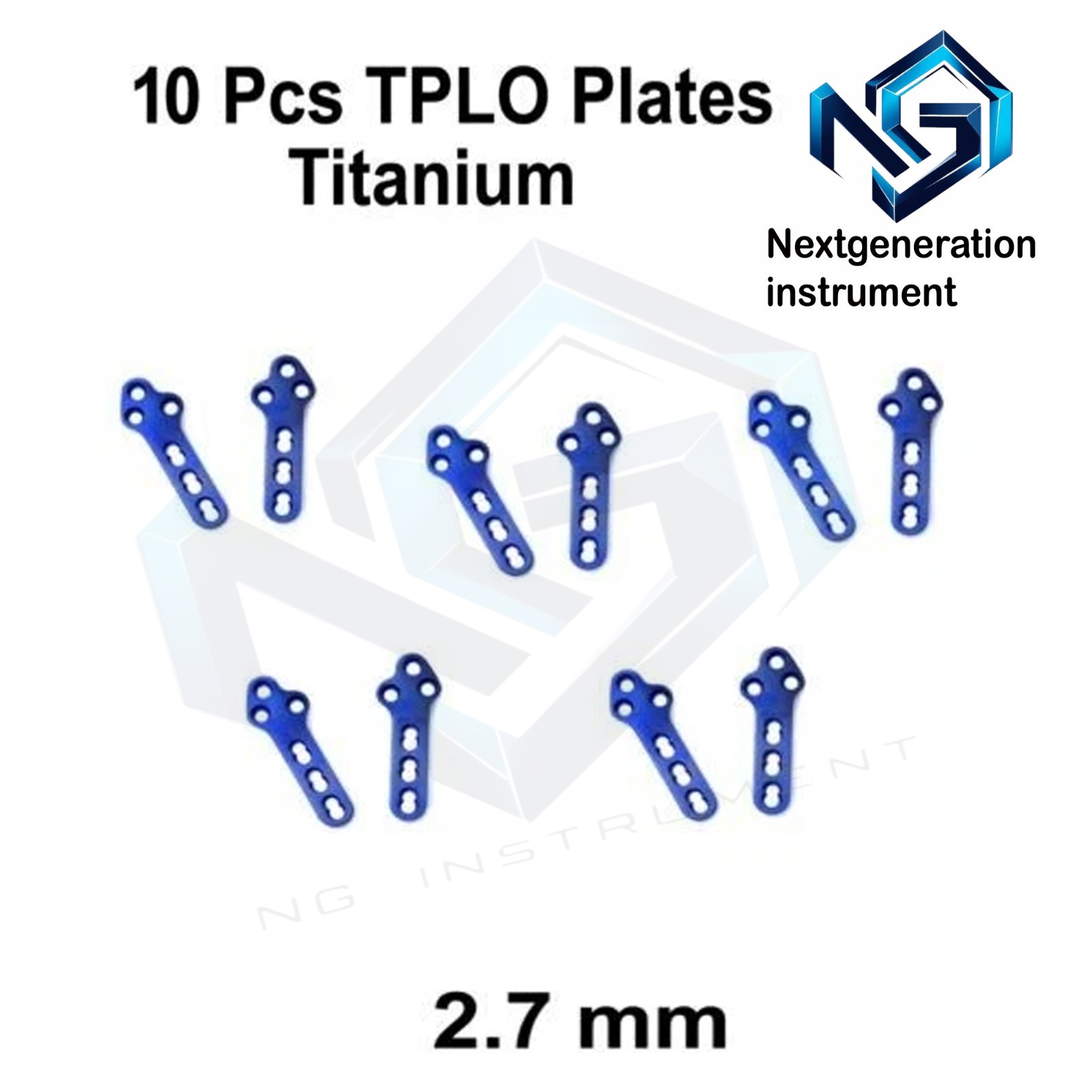 Titanium TPLO Veterinary Orthopedic 2.7mm Locking Plates 10pc Right/Left Set