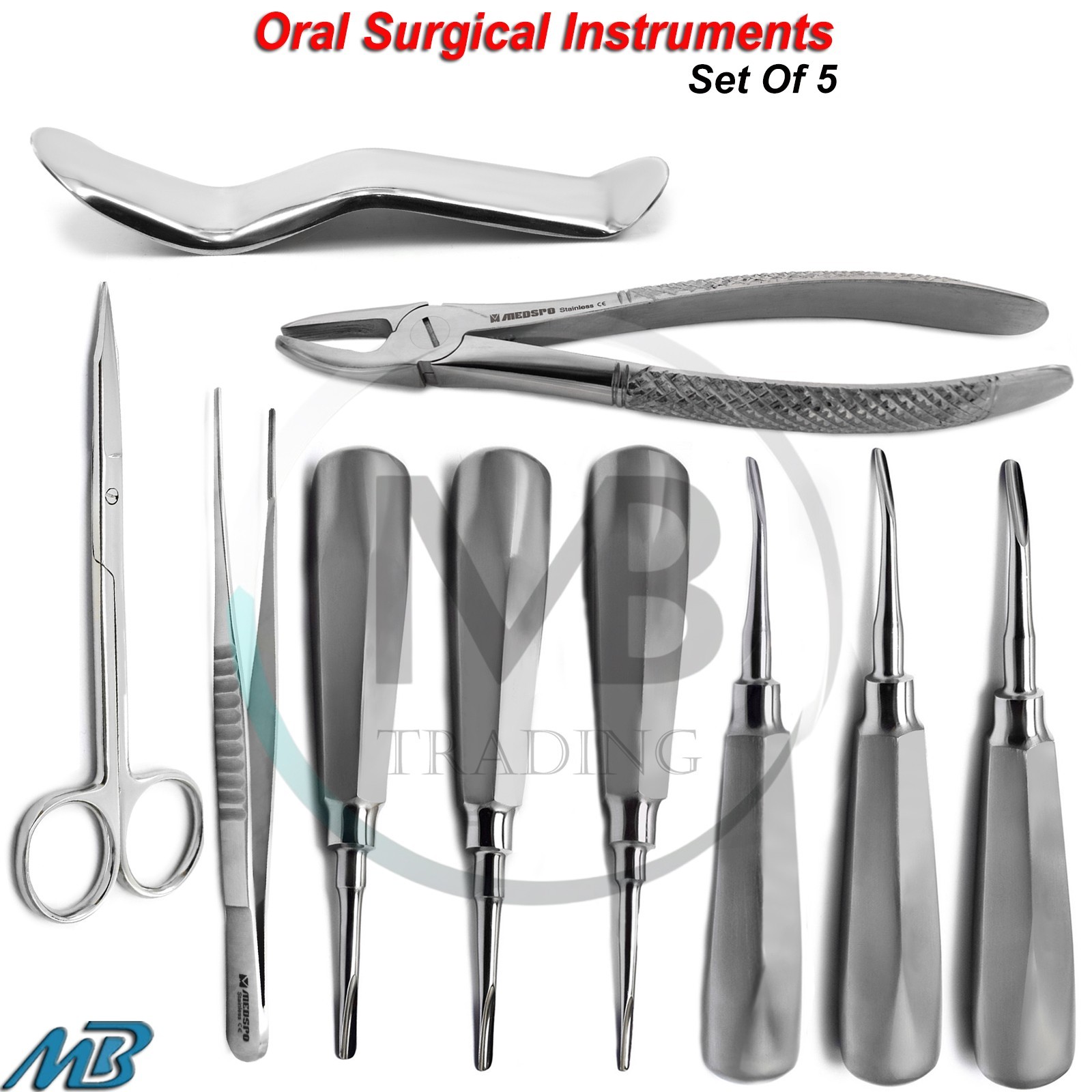 Surgical Oral Surgery Tooth Extracting Extraction Elevators Dental Scissors Kit