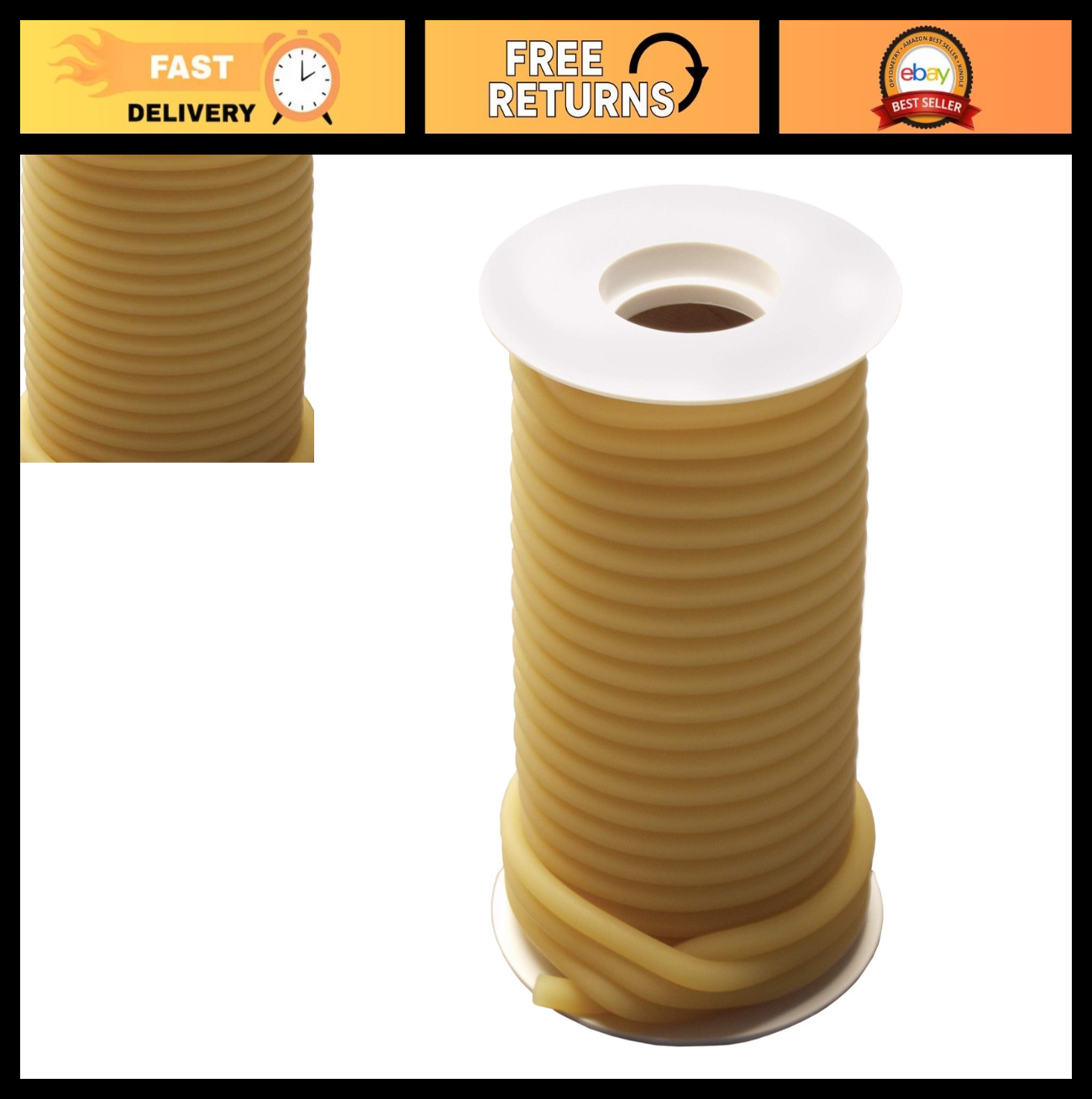 Latex Surgical Tubing 1/4″ ID x 3/8″ OD, 50′ Natural Rubber Roll for Medical Use