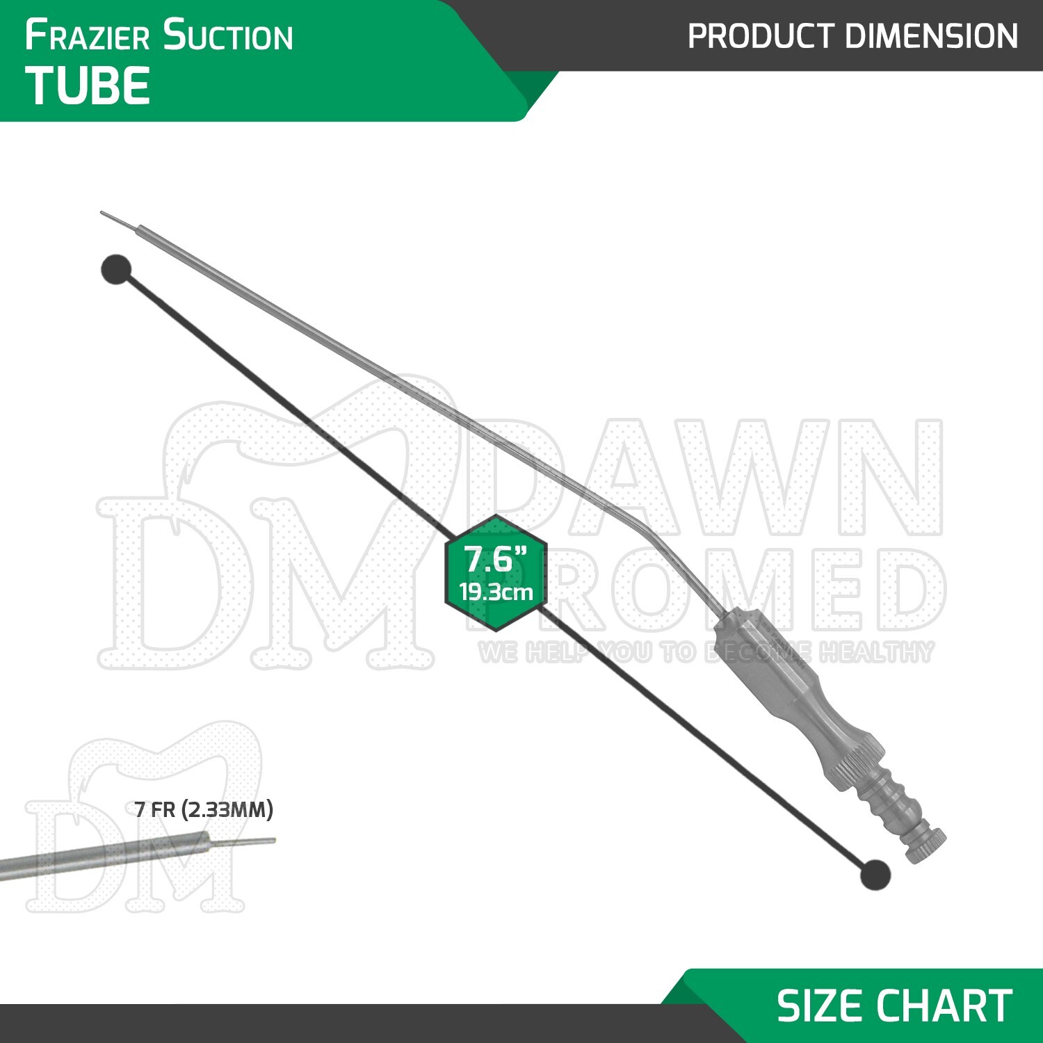 Frazier Aspirator Suction Tube No.7 Dental ENT Diagnostic Surgical Inst German G
