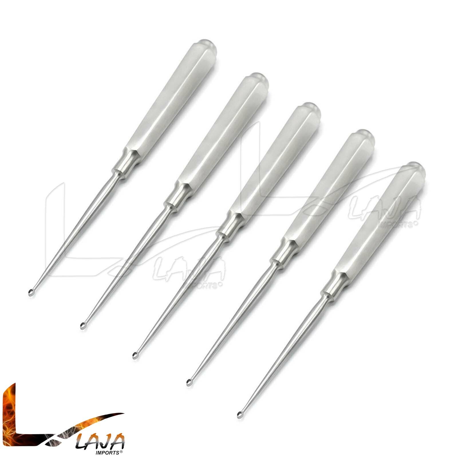 Set Of 5 PCS Piffard Dermal Curettes Oval Shape Cup 6 1/4″ Surgical Instruments