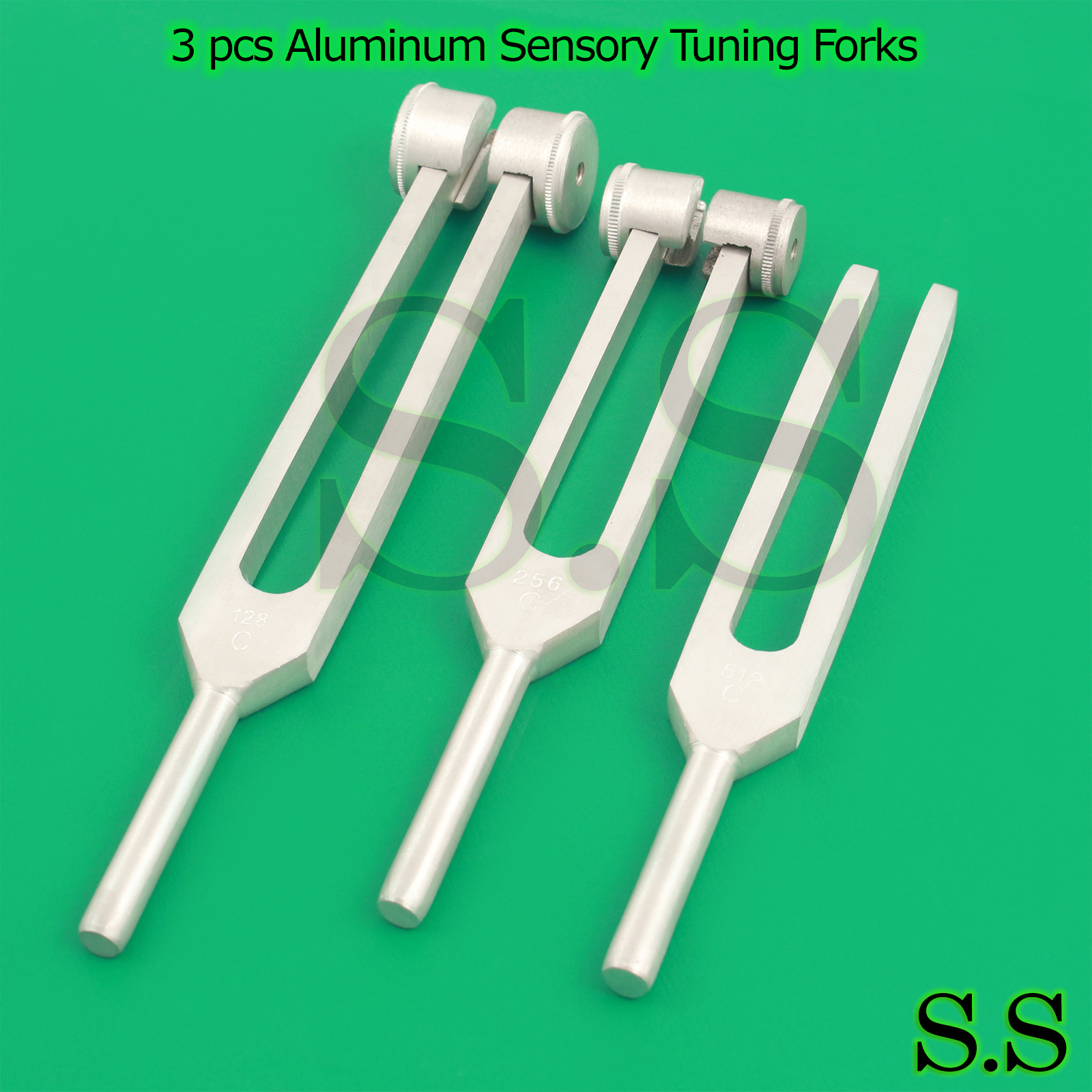Set of 3 Aluminum Tuning Forks C 128 256 512 Surgical Diagnostic Instruments