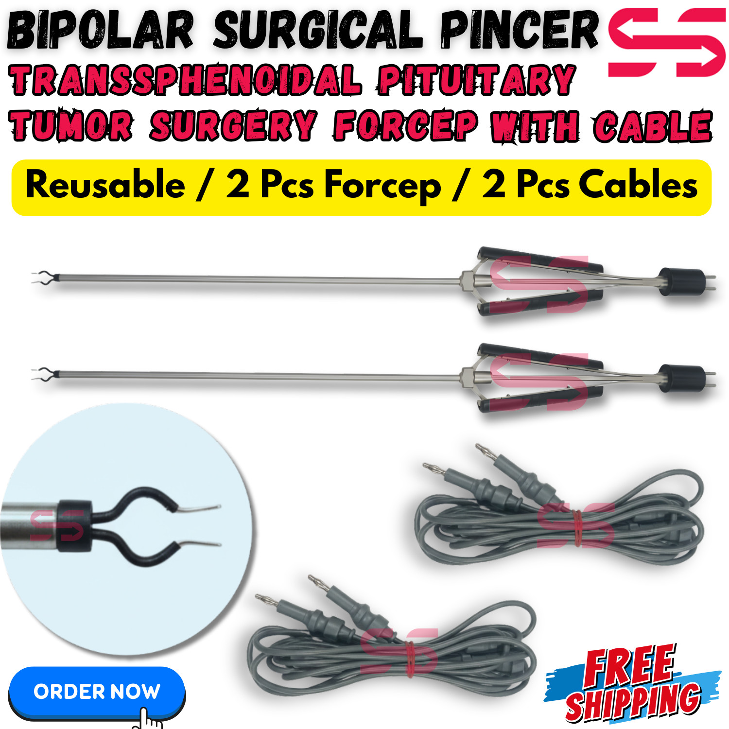 Bipolar Surgical Pincer-Transsphenoidal Pituitary Tumor Removal Surgery Reusable