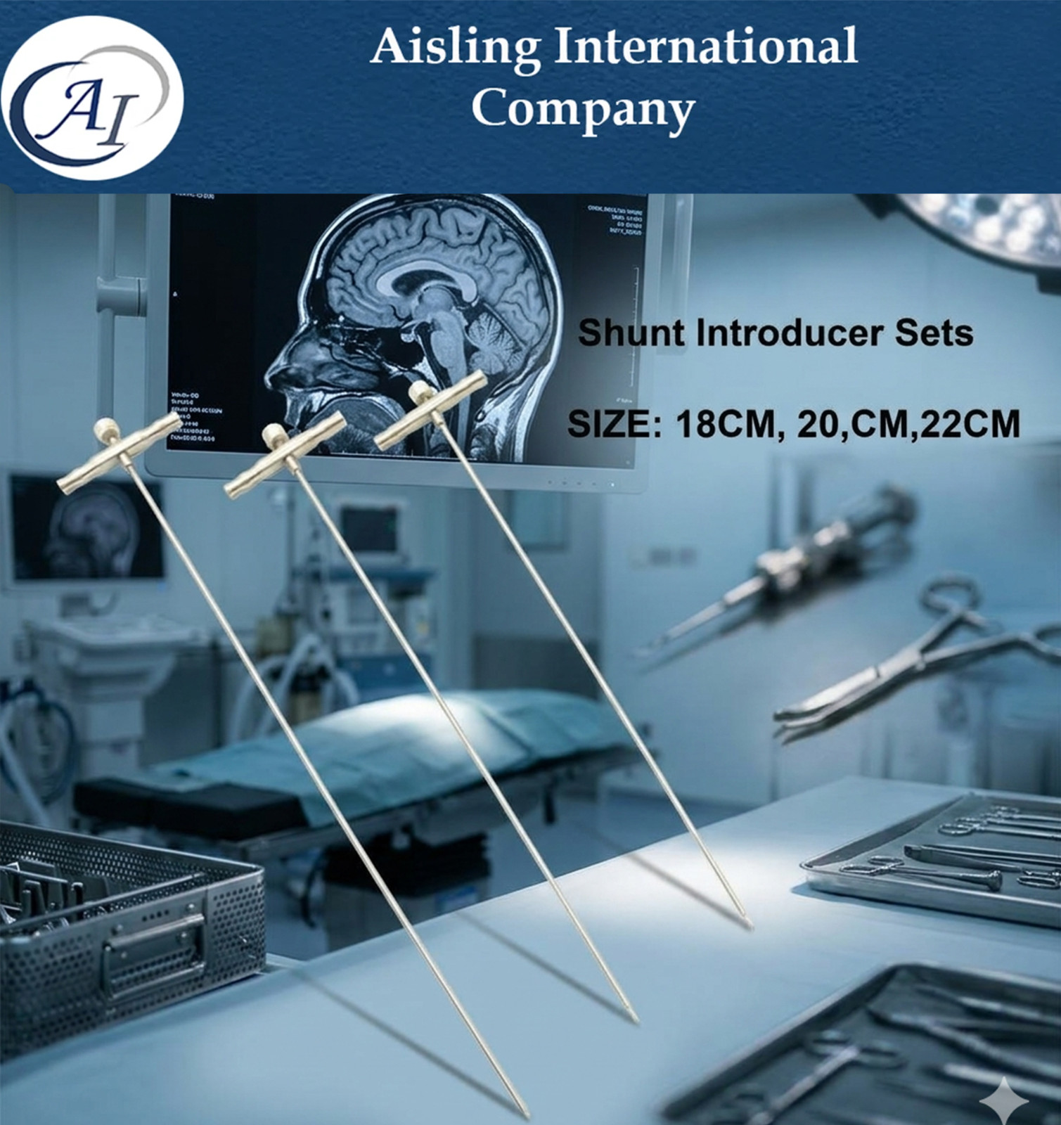 Shunt Passer 3 pic Set Neurosurgical Shunt Introducer Ventricul operitoneal (VP)