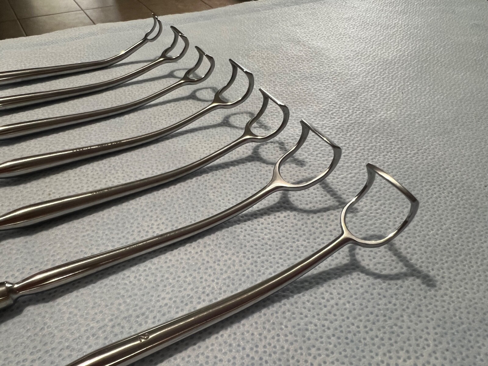 Set Of 7 SSI Ultra & Miltex ENT Curved Adenoid Curettes 8-1/2″ Length