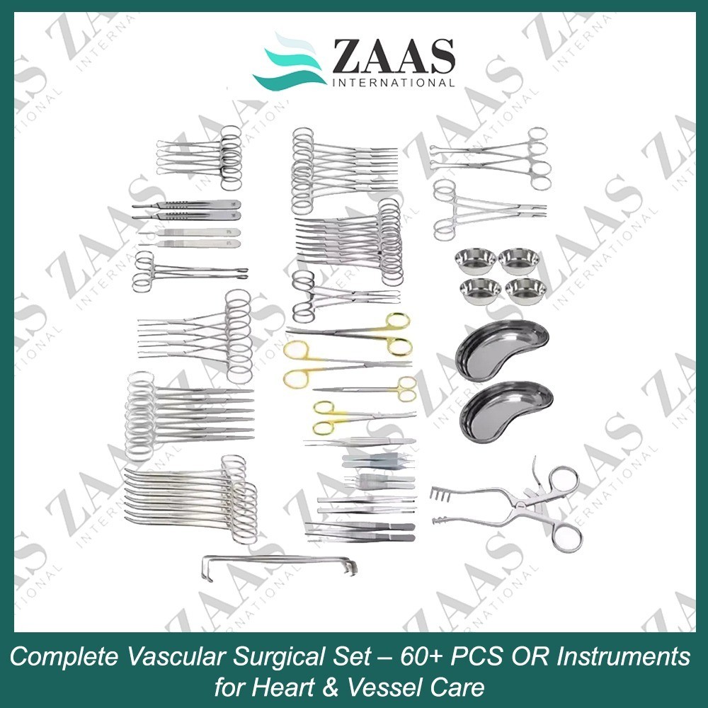 Complete Vascular Surgical Set – 60+ PCS OR Instruments for Heart & Vessel Care