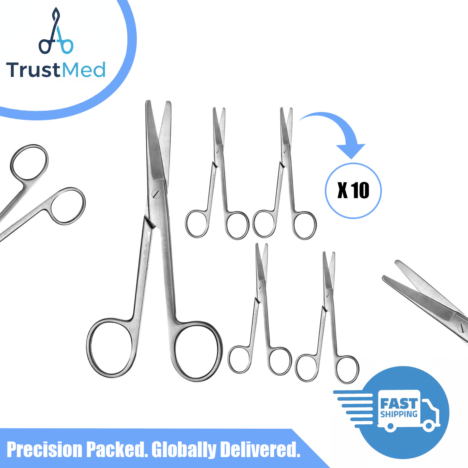 10 Pcs 5.5″ Straight /Blunt Mayo Scissors Medical Instruments German Grade