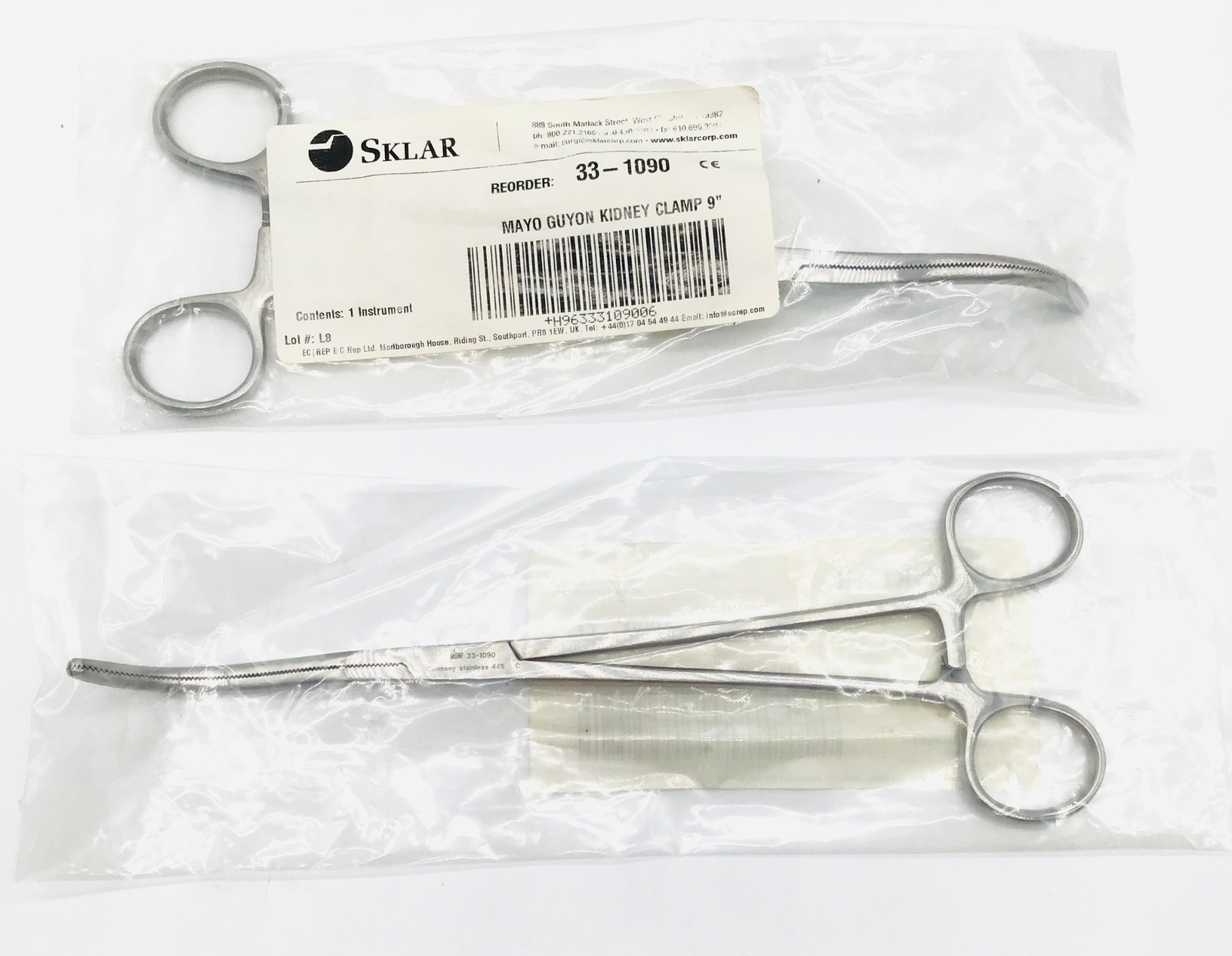 Sklar 33-1090 Mayo Guyon Kidney Clamp 9″ – LOT of 2 – NEW