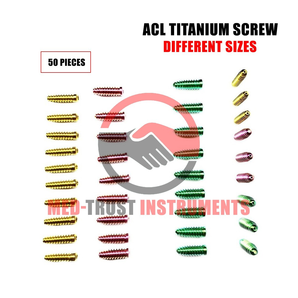 ACL Titanium Screw (Lot of 50pcs) with Different size orthopedic Instrument